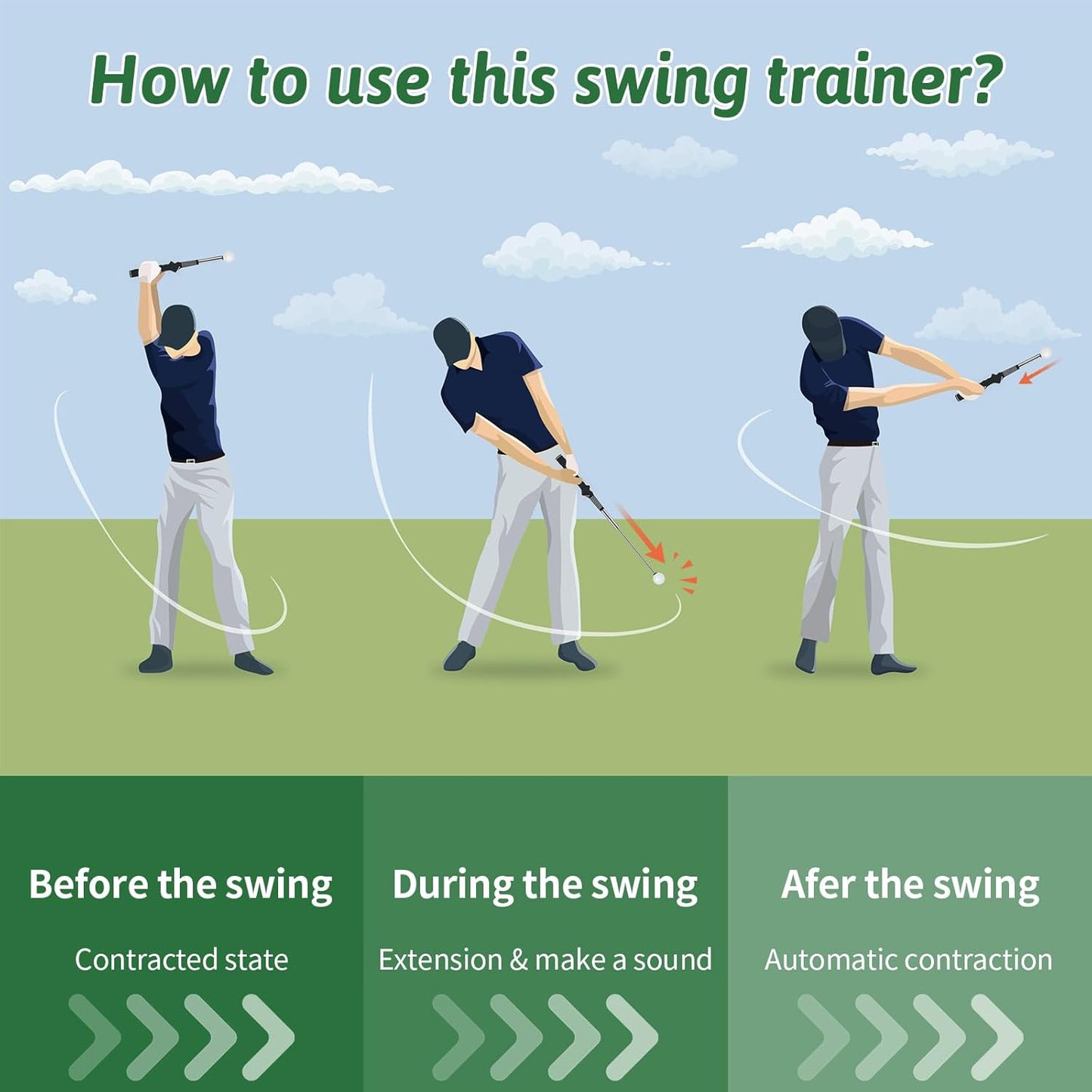 Golf Swing Training Aid,Retractable Golf Swing Trainer,Golf Training Aid Right Hand,Golf Accessories - Golf Beginners Strength & Tempo Training